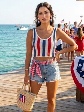 Patriotic Red White Blue Bomb Pop Popsicle Star Earrings